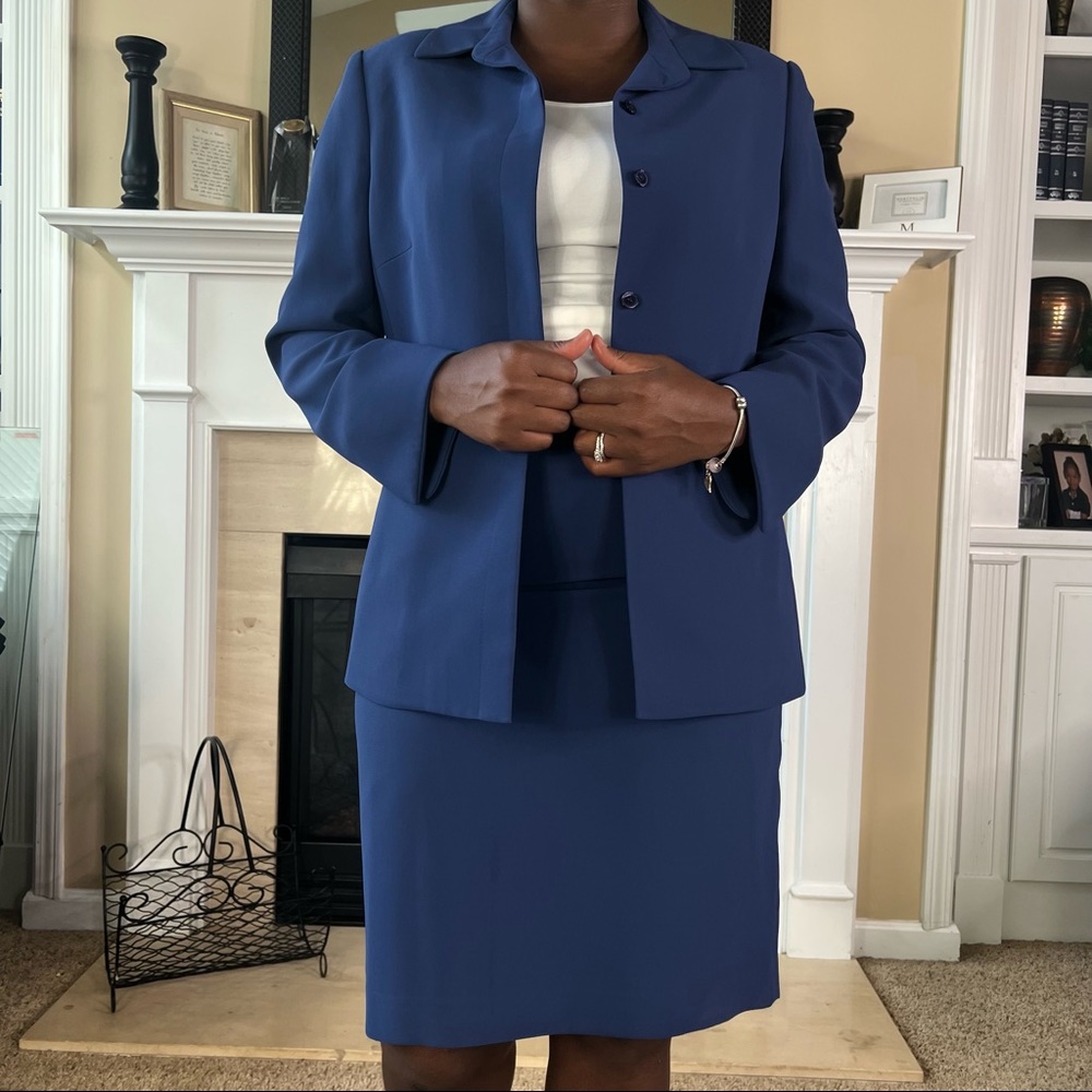 Kasper Medium Slate Blue Skirt Suit, 14